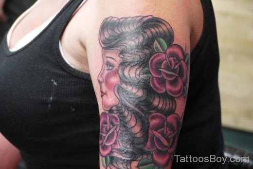 Flower Tattoo On Shoulder-TB1021