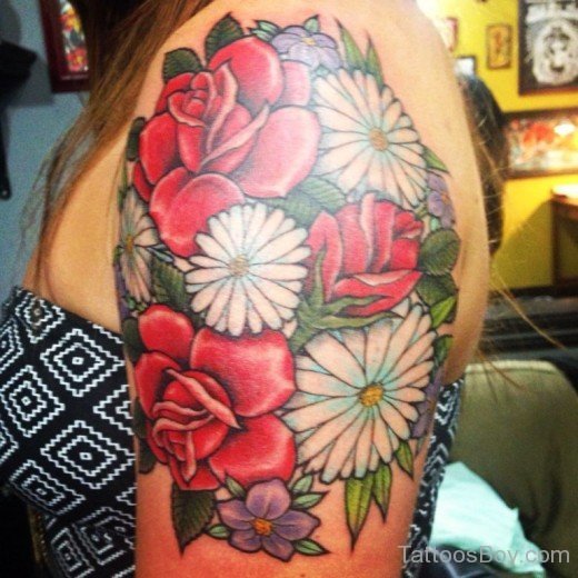 Flower Tattoo On Shoulder-TB1073
