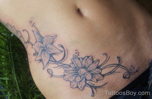 Flower Tattoo On Waist-TB12046