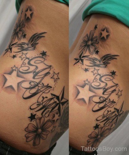 Flower and Star Tattoo-Tb122