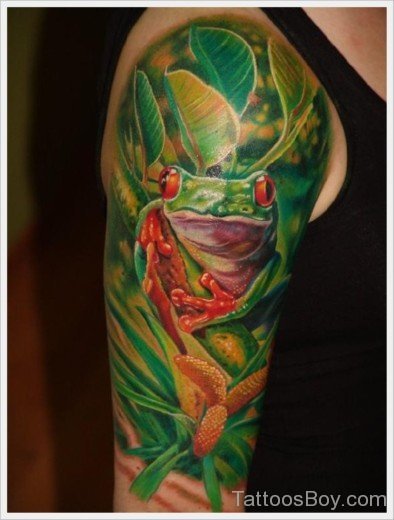 Frog And Leaf Tattoo-Tb129
