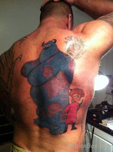 Funny Cartoon Tattoo On Back-Tb1101