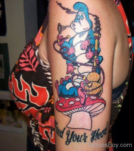 Funny Cartoon Tattoo On Shoulder-Tb1102