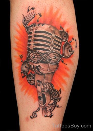 Funny Mic Tattoo On Arm-Tb1104