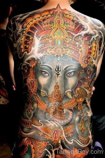 Ganesha God Tattoo On Full Back-TB124