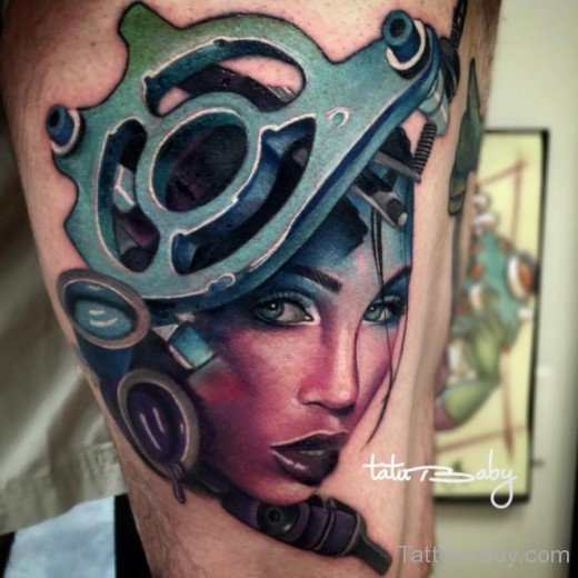 Girl Face Tattoo On Arm-TB1025