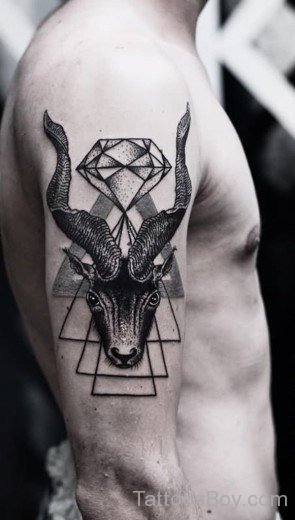 Goat Head With Diamond Tattoo-TB1105