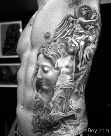 God Tattoo On rib-TB133