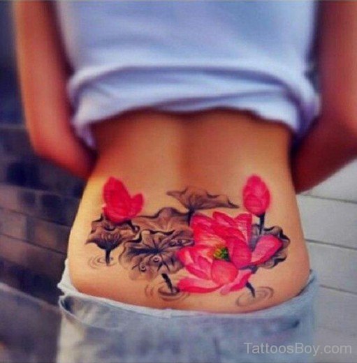 Graceful Flower Tattoo On Lower Back-TB148