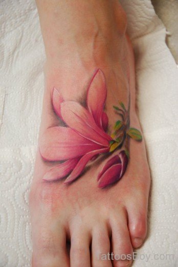 Graceful  Lily Flower Tattoo On Foot-TB12049
