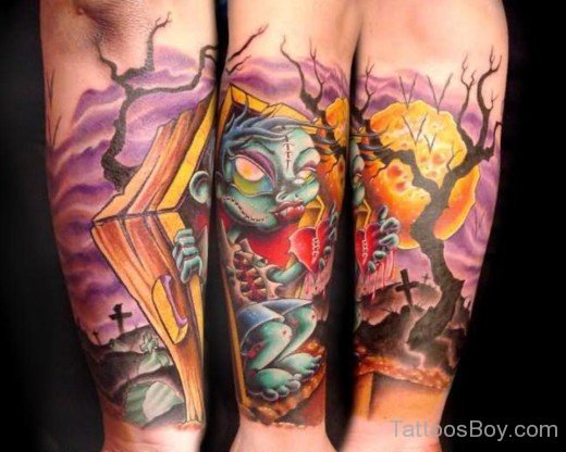 Graveyard Cartoon Tattoo-Tb1106