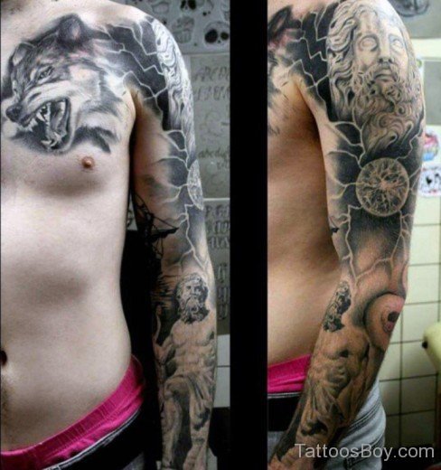 Greek God Tattoo On Full Sleeve-TB140