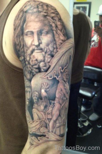 Greek God Tattoo On Half Sleeve-TB141
