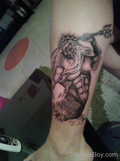 Greek God Tattoo On Leg-TB142
