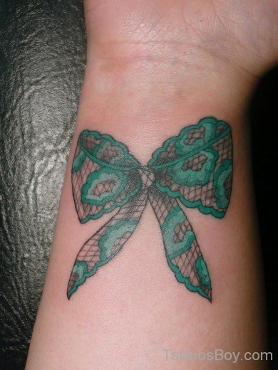 Green Bow Tattoo On Wrist-TB0132