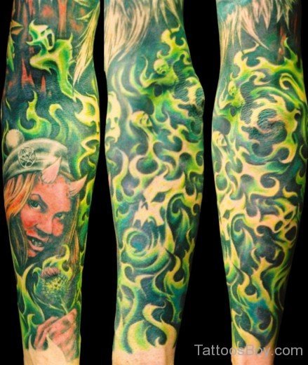 Green Flame Tattoo-TB1075