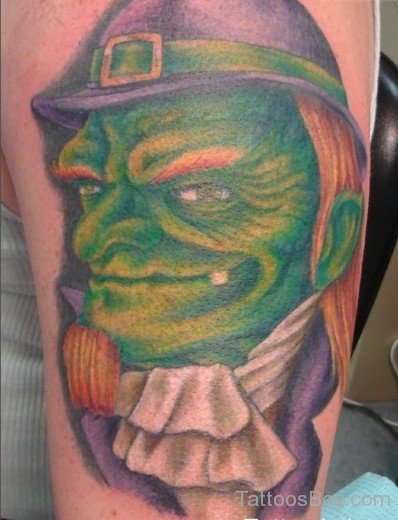 Green Leprechaun Face Tattoo