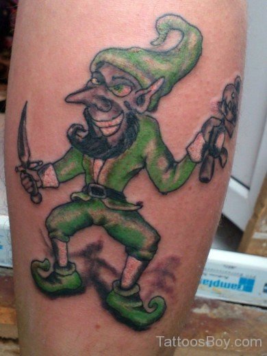 Green Leprechaun Tattoo Design-TB12038