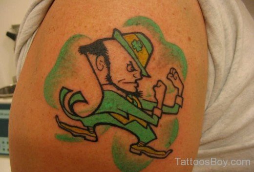 Green Leprechaun Tattoo On Shoulder-TB12039