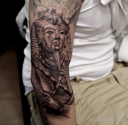 Grey  Egyptian Tattoo On Half Sleeve-TB165