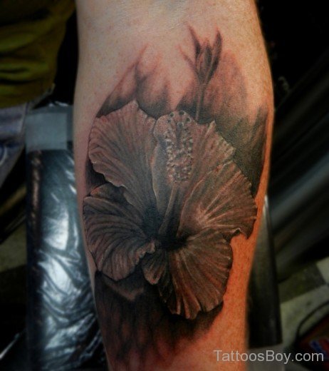 Grey Hibiscus Flower Tattoo-TB12055