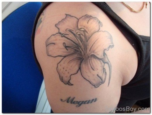 Grey Hibiscus Tattoo On Shoulder-TB12056