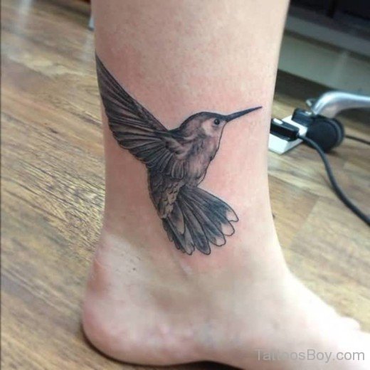Grey Hummingbird Tattoo On Ankle-TB1065