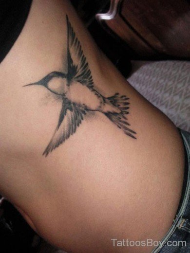 Grey  Hummingbird Tattoo On Rib-TB1063