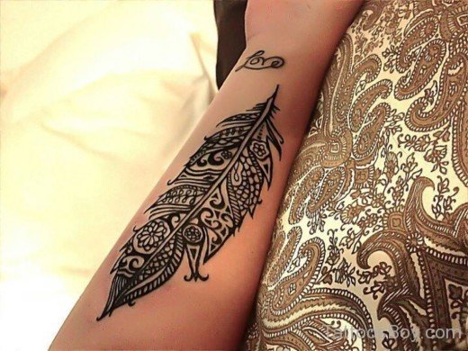 Grey Ink Leaf Tattoo