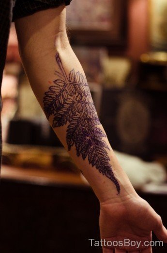 Grey Inked Leaf Tattoo On Wrist-Tb138