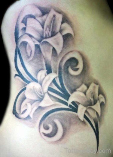 Grey Lily Tattoo Design-TB12054
