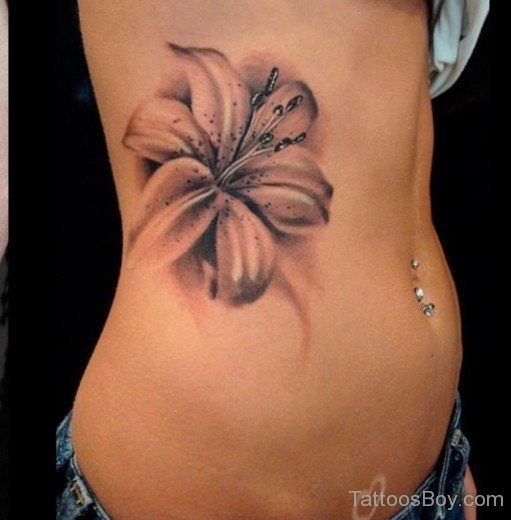 Grey Lily Tattoo On Rib 4-TB12056