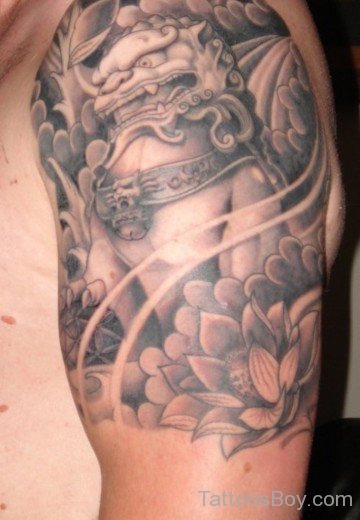 Grey Lotus Tattoo On Half Sleeve-TB1044