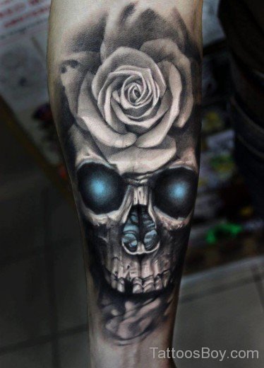 Grey Rose Tattoo On Wrist-TB121