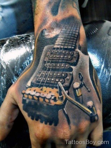 Guitar Tattoo On Hand-TB1044
