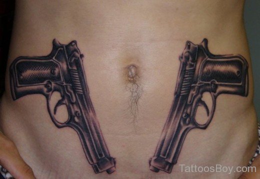 Gun Tattoo On Waist