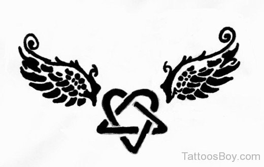 Heartagram And Wings Tattoo-TB1040