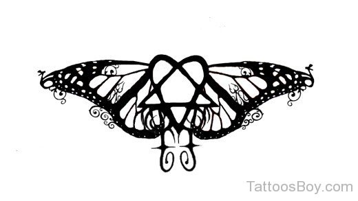 Heartagram Butterfly Tattoo-TB1041