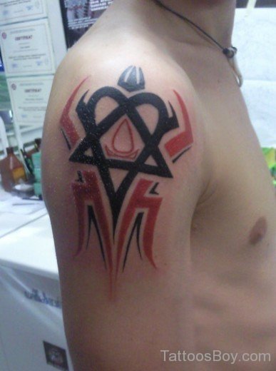Heartagram Tattoo Design On Shoulder-TB1049