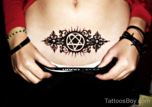 Heartagram Tattoo Design On Waist-TB1052