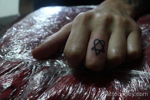 Heartagram Tattoo On Finger-TB1061