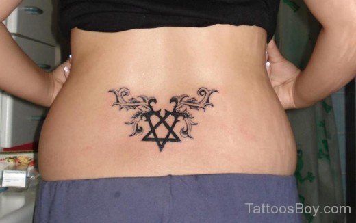 Heartagram Tattoo On Lower Back-TB1063
