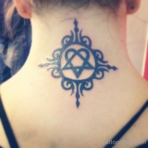 Heartagram Tattoo On Nape-TB1064