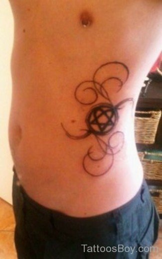 Heartagram Tattoo On Rib 2-TB1066