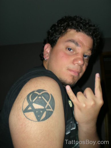 Heartagram Tattoo On Shoulder 14-TB1068