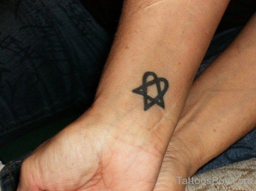 Heartagram Tattoo On Wrist 14-TB1072