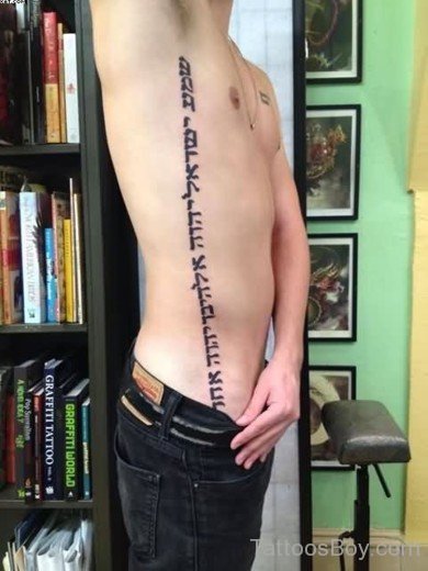 Hebrew Lettering Tattoo On Rib-TB1032