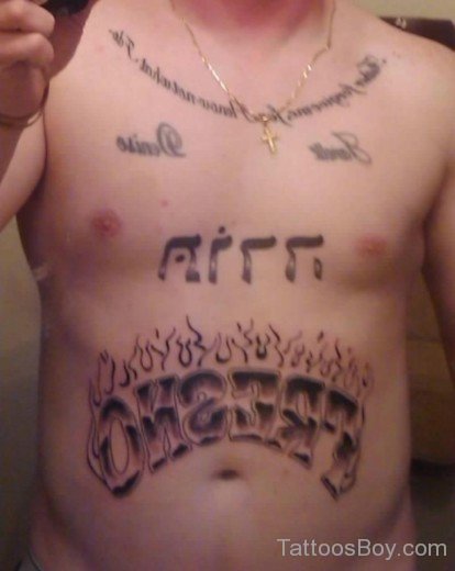 Hebrew Tattoo On Stomach-TB1072