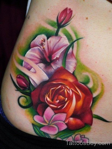 Hibiscus And Rose Tattoo-TB12059