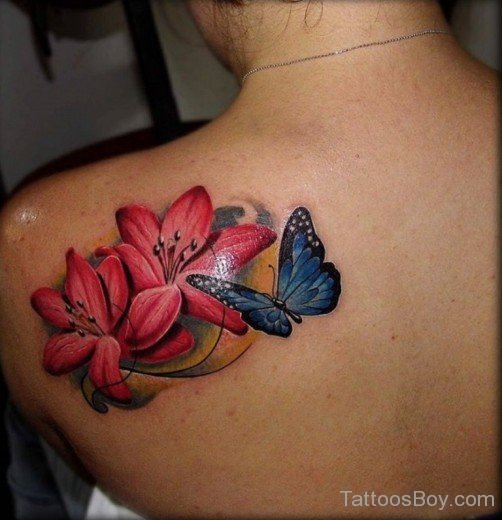 Hibiscus Flower And Butterfly  Tattoo-TB12062